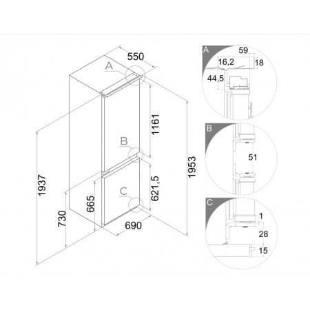 Frigider încorporabil de 70 cm FBFN 4122 A-4